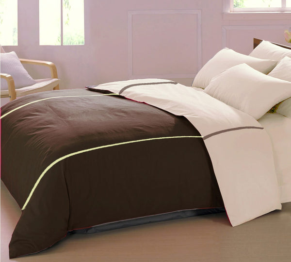 Soft Plain 210 Mercerised Cotton Duvet Cover In Brown & Beige Online At Best Prices