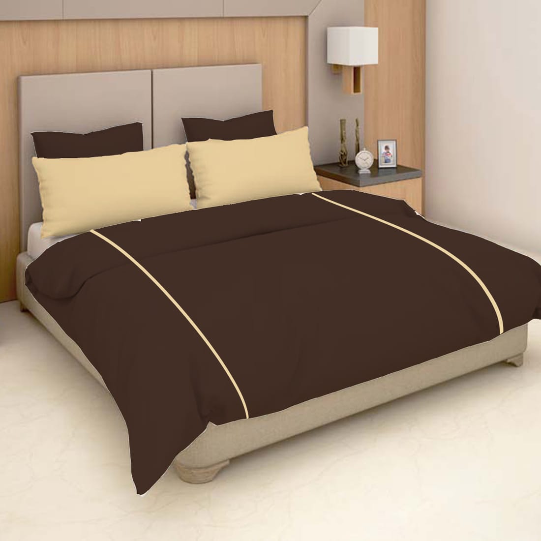  Soft Plain 210 TC Cotton Designer Bedsheet In Coffee Brown At Best Prices 