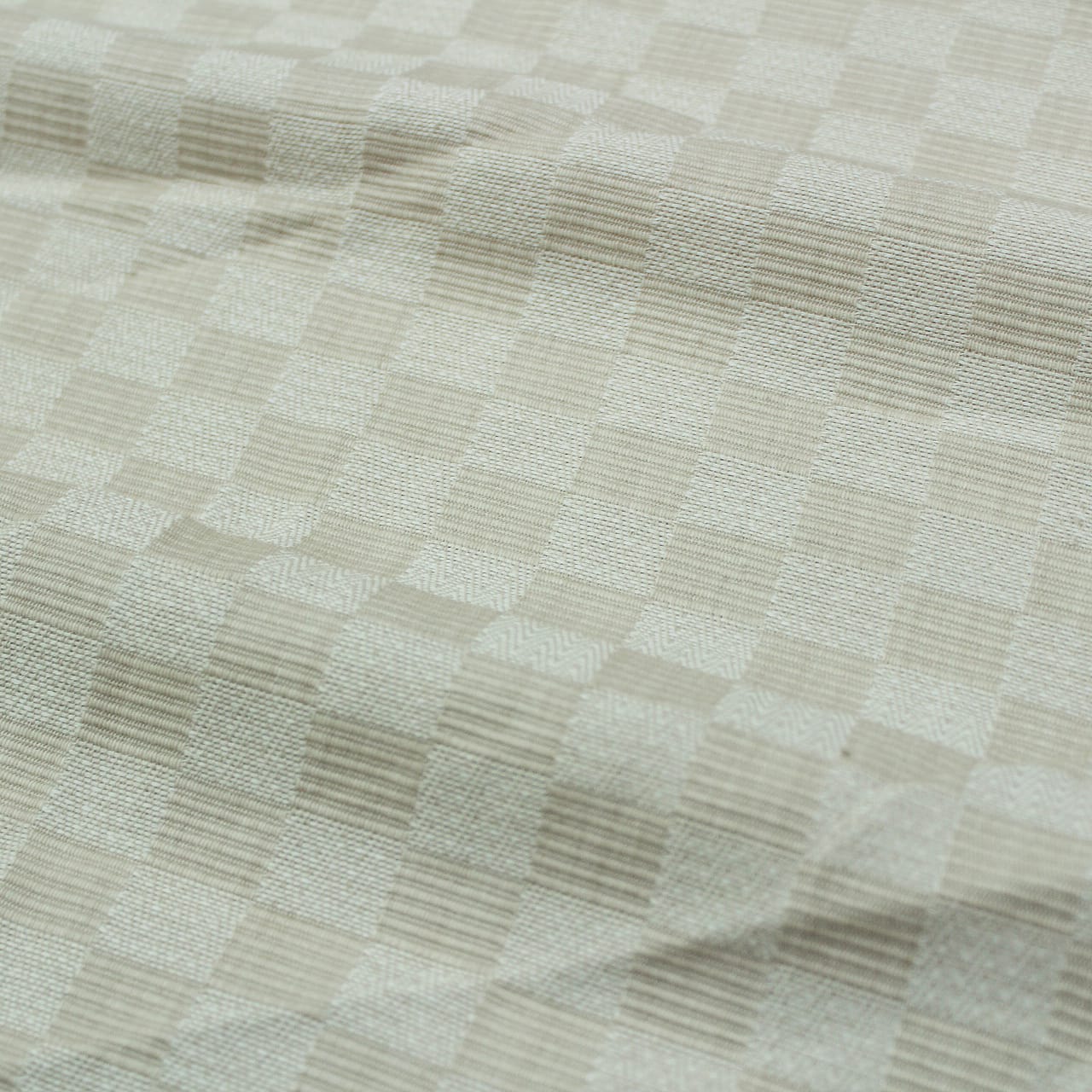Alpha Beige Woven Cotton Check Table Cover(1 Pc) online in India