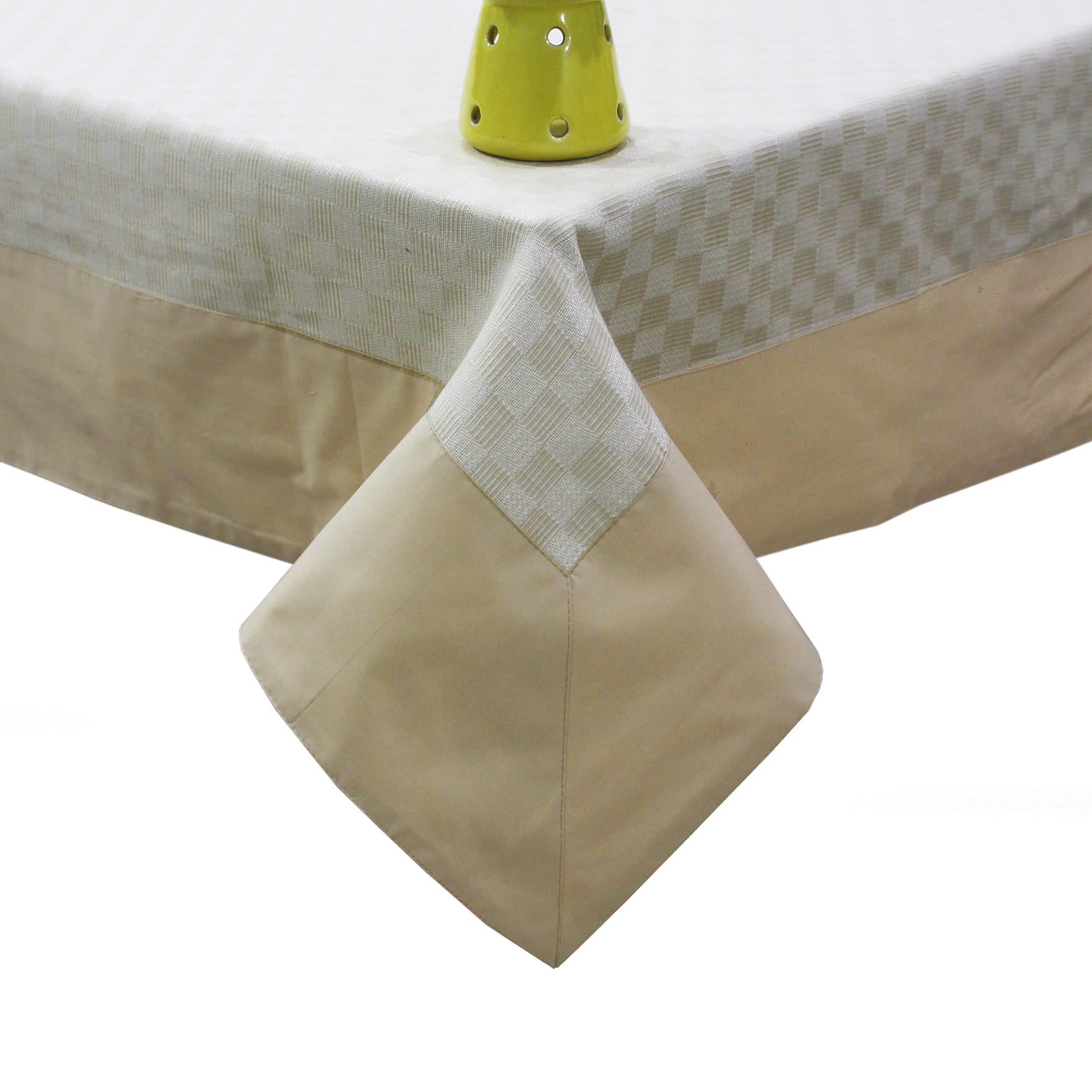 Alpha Beige Woven Cotton Check Table Cover(1 Pc) online in India