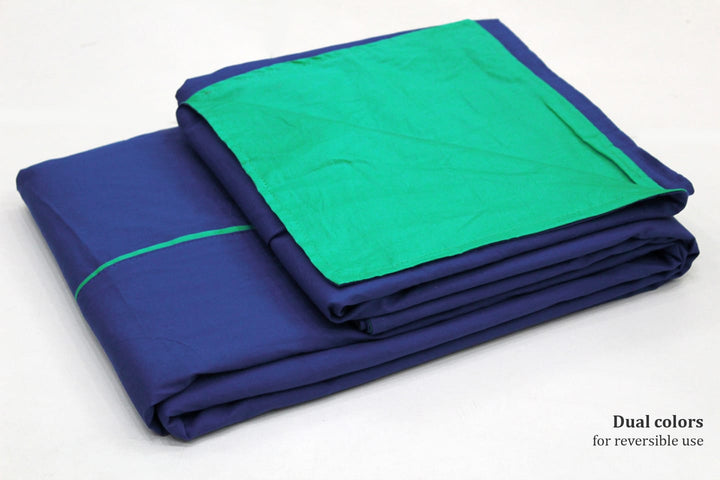 Soft Plain 210 Mercerised Cotton Duvet Cover In Marine Blue & Aqua Green Online At Best Prices