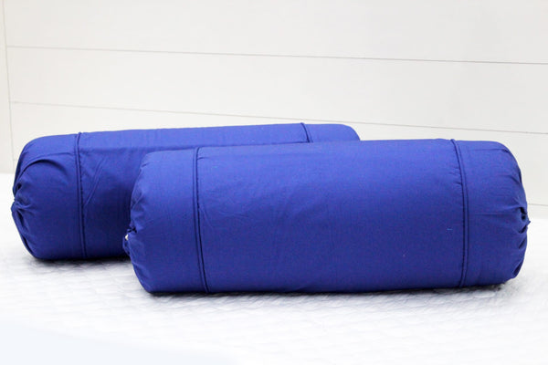 Soft Plain Cotton Bolster Cover Set in Marine Blue online - 2Pcs 