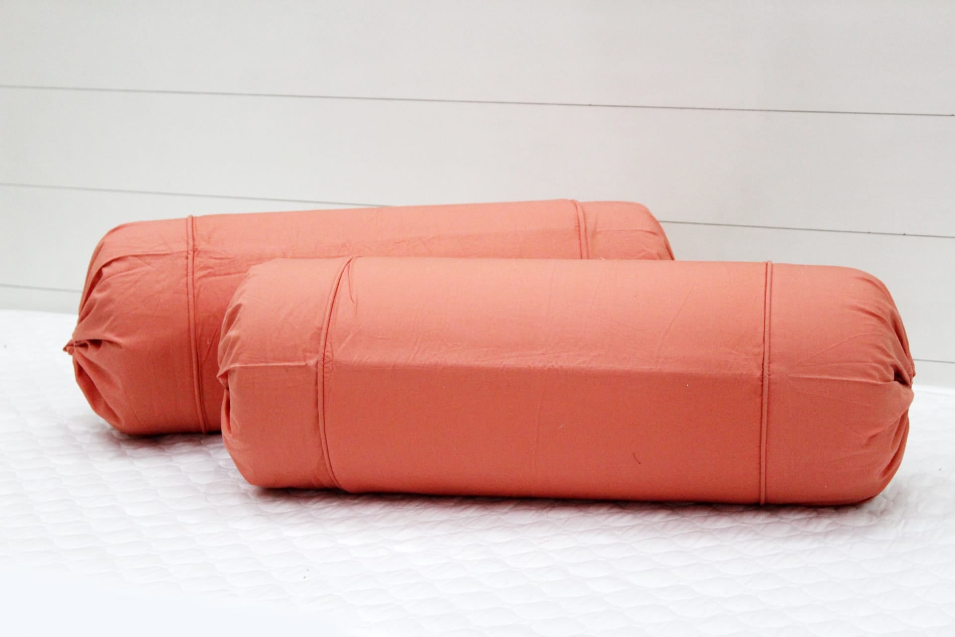 Comfortable Plain Cotton Bolster Cover Set 2pcs in Peach online