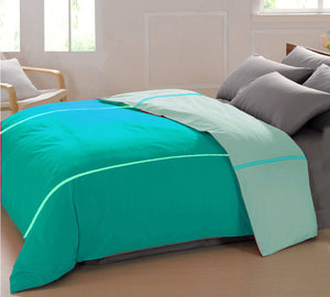 Soft Plain 210 Mercerised Cotton Duvet Cover In Pista & Aqua Online At Best Prices