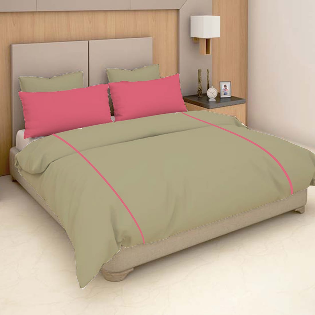 Soft Plain 210 TC Cotton Designer Bedsheet In khaki At Best Prices 