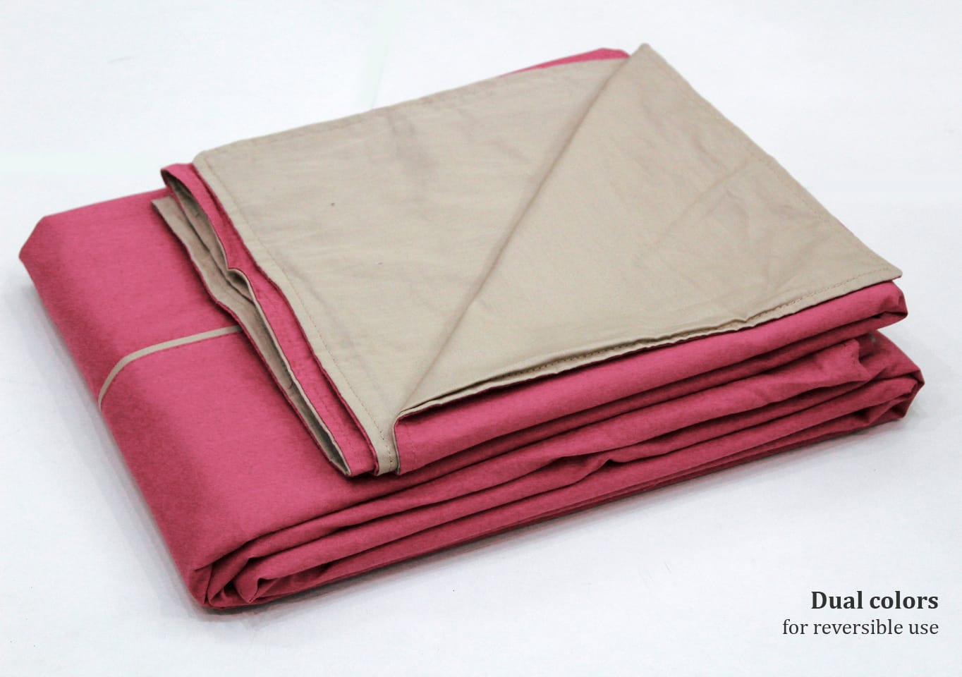 Soft Plain 210 Mercerised Cotton Duvet Cover In Magenta & khaki Online At Best Prices