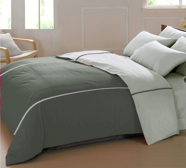 Soft Plain 210 Mercerised Cotton Duvet Cover In Grey & Sliver Online At Best Prices