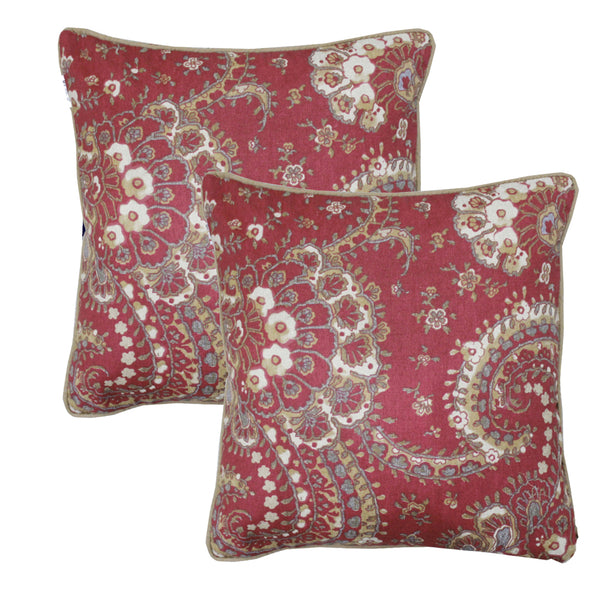 Quartz Printed Floral Cotton Cushion Cover - Rust