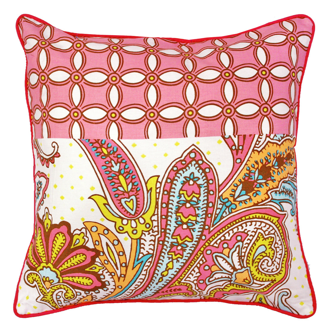 Quartz Printed Traditional Cotton Cushion Cover - Pink