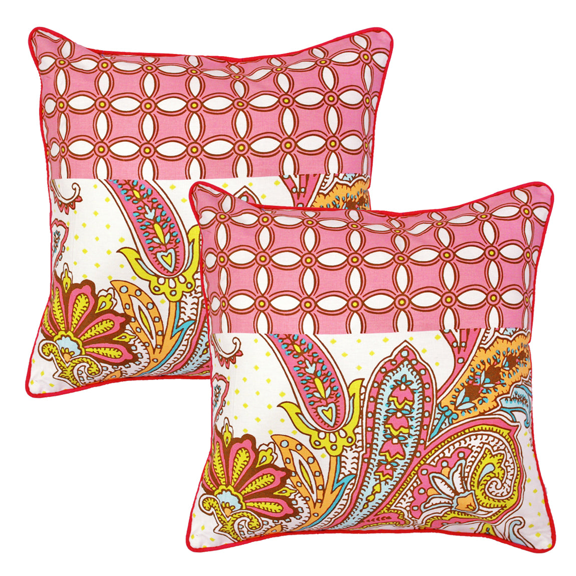 Quartz Printed Traditional Cotton Cushion Cover - Pink