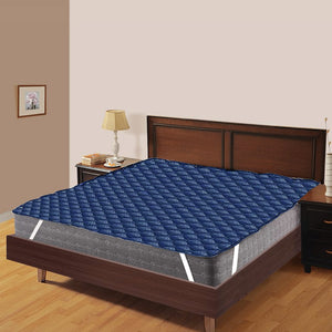 Blue Elasticated Quilted Water Proof Mattress Protector online in India