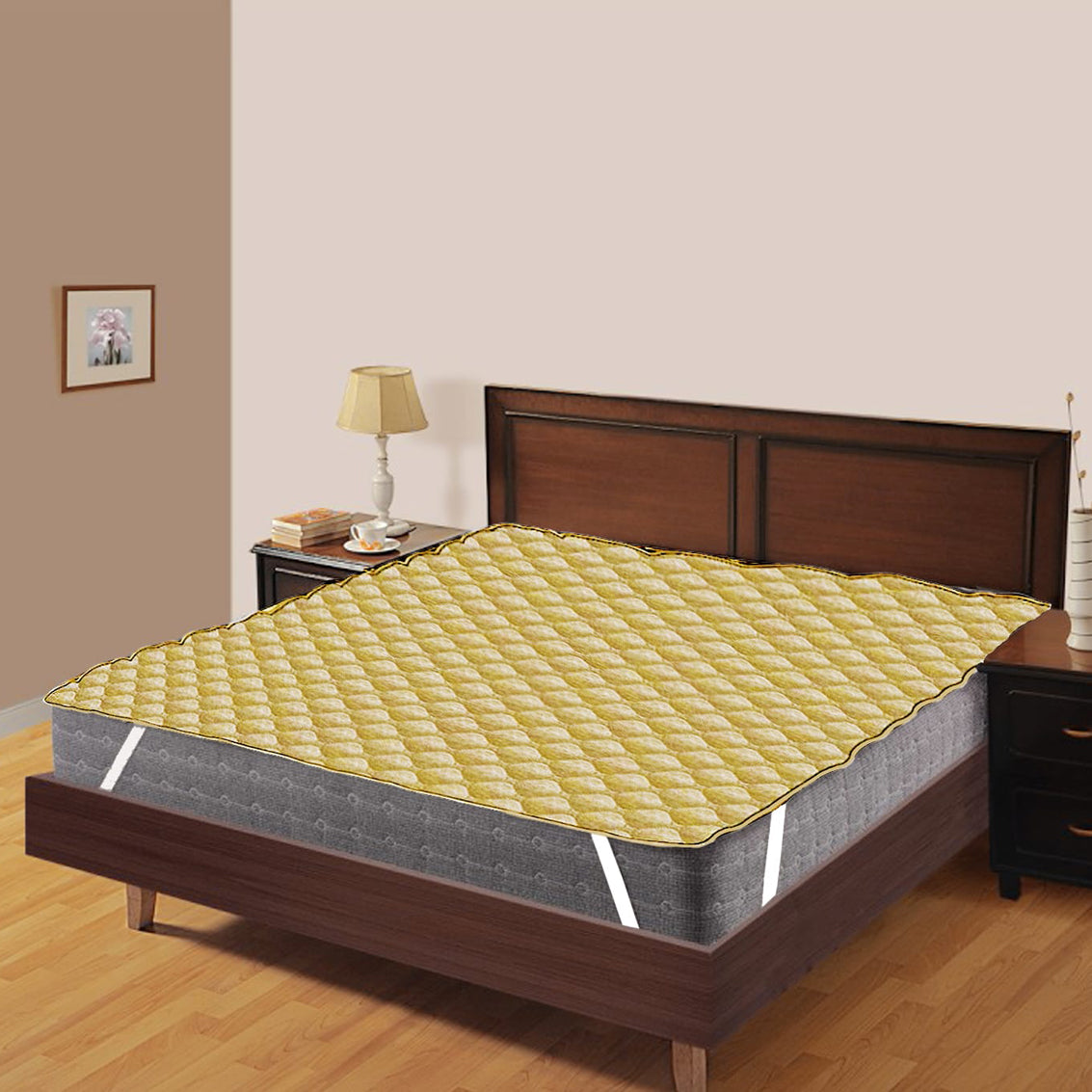 Gold Elasticated Quilted Water Proof Mattress Protector online in India