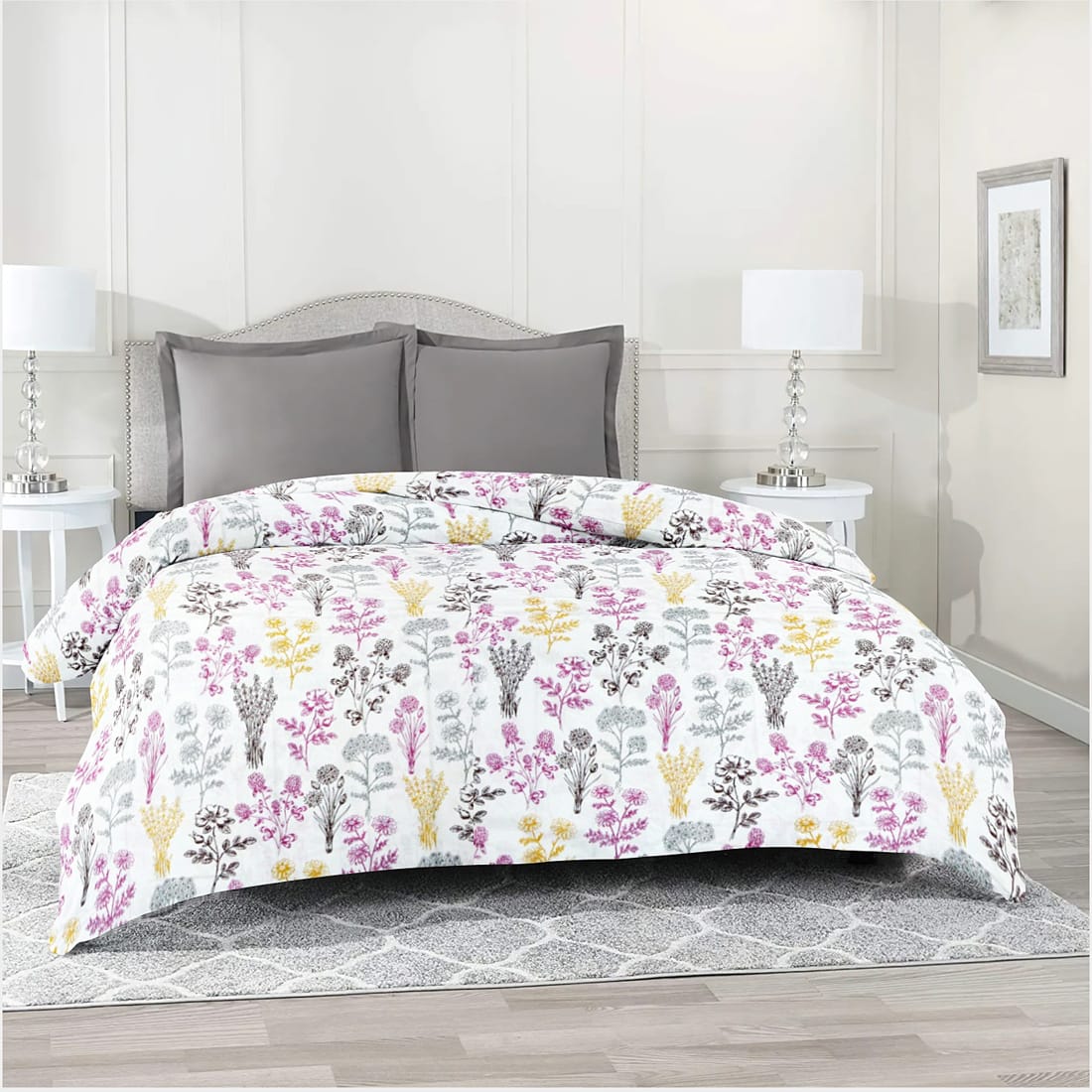 Comfy 250 TC Pink Floral Print Cotton Duvet Cover online in India