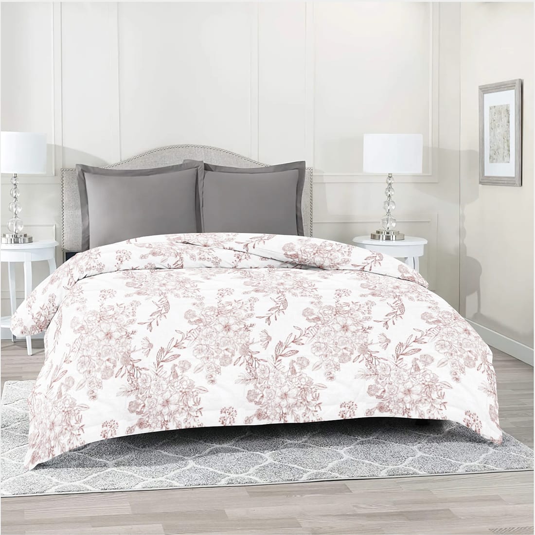 Comfy 250 TC Pink Floral Print Cotton Duvet Cover online in India