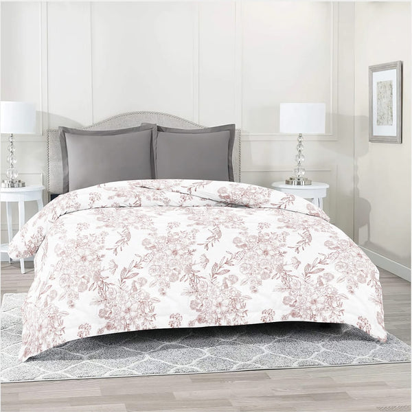 Printed Floral Cotton 250 TC Duvet Cover - Pink