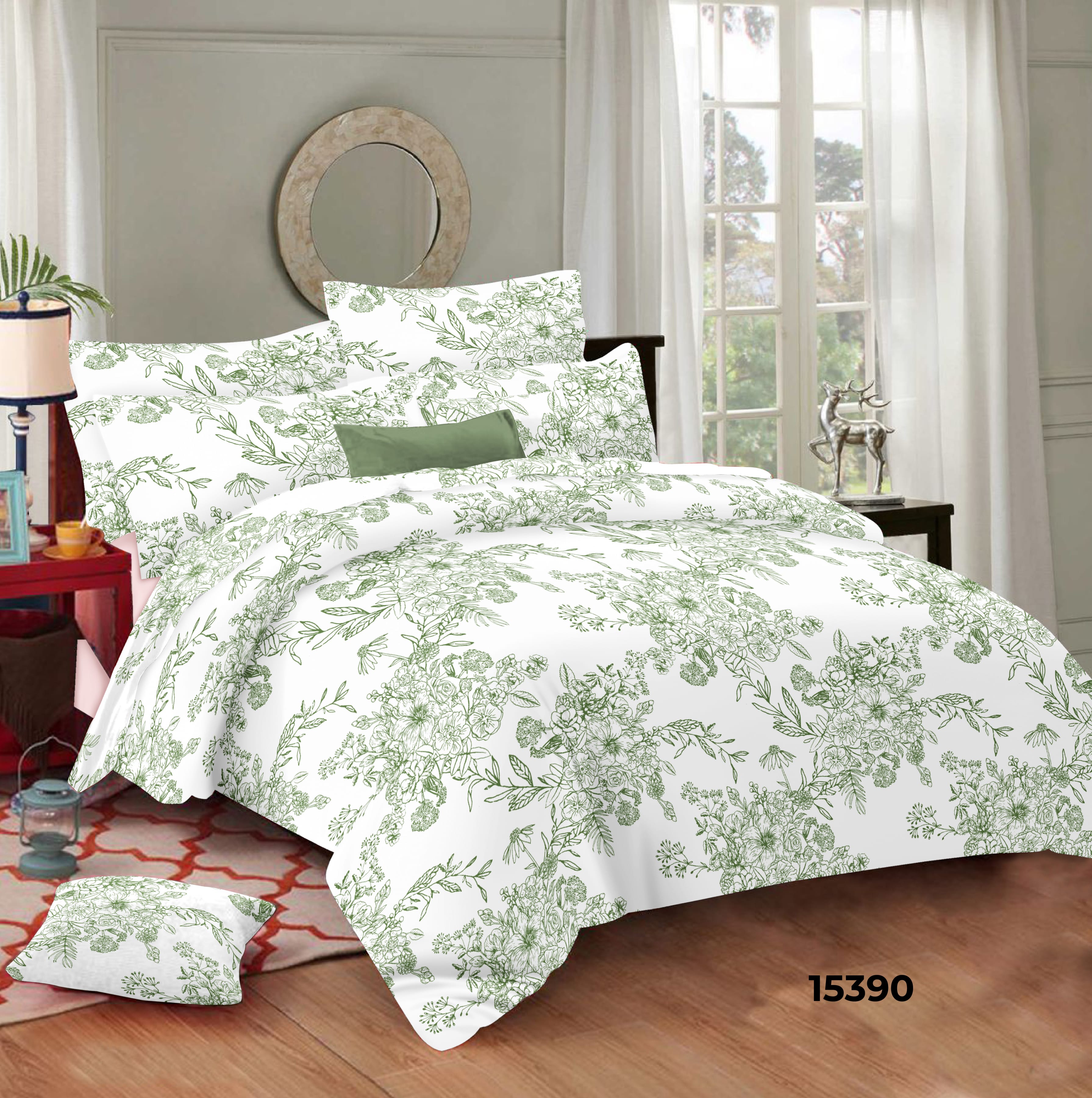 Comfy 250 TC Green Floral Print Cotton Duvet Cover online in India
