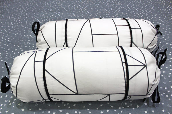 MELANGE 100% Cotton Baby Bolster Cover (with Bolster Insert), White