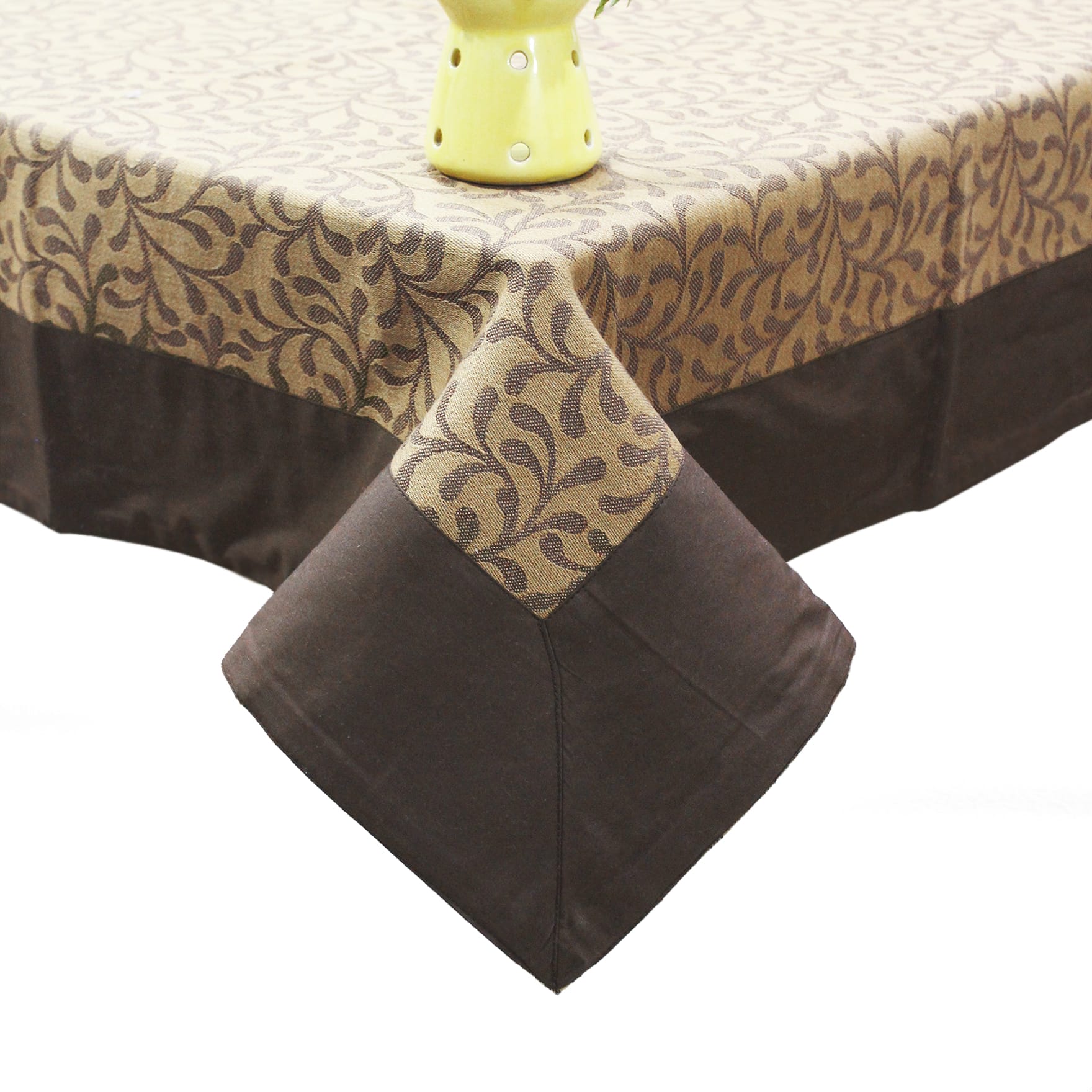 ALPHA Woven Cotton Floral 1 Pc Table Cover -  Brown