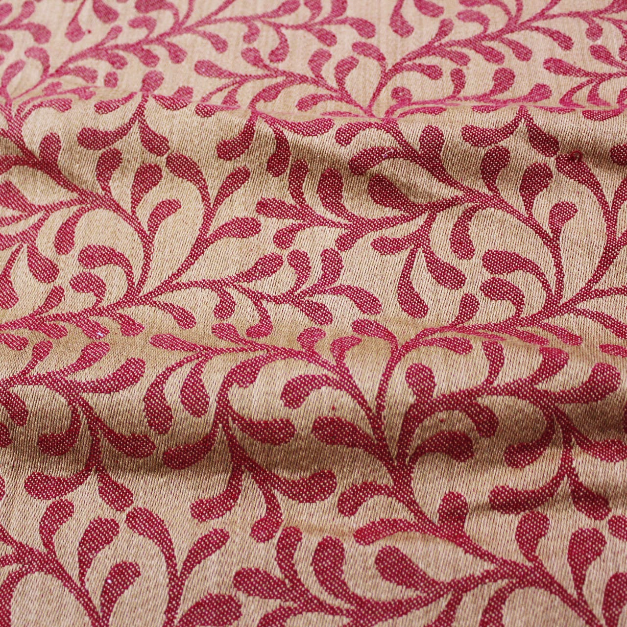 Alpha Maroon Woven Cotton Floral Table Cover(1 Pc) online in India