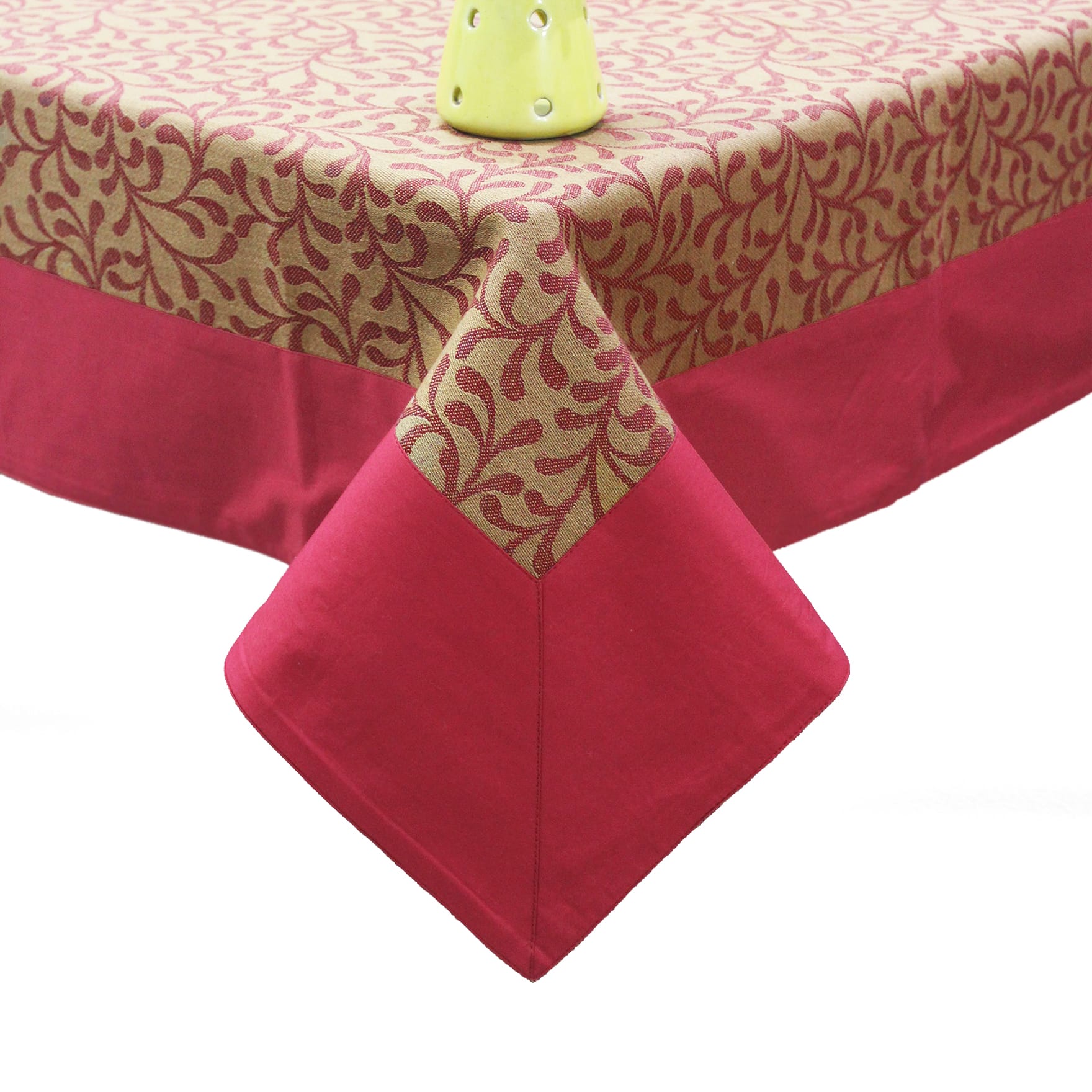 Alpha Maroon Woven Cotton Floral Table Cover(1 Pc) online in India