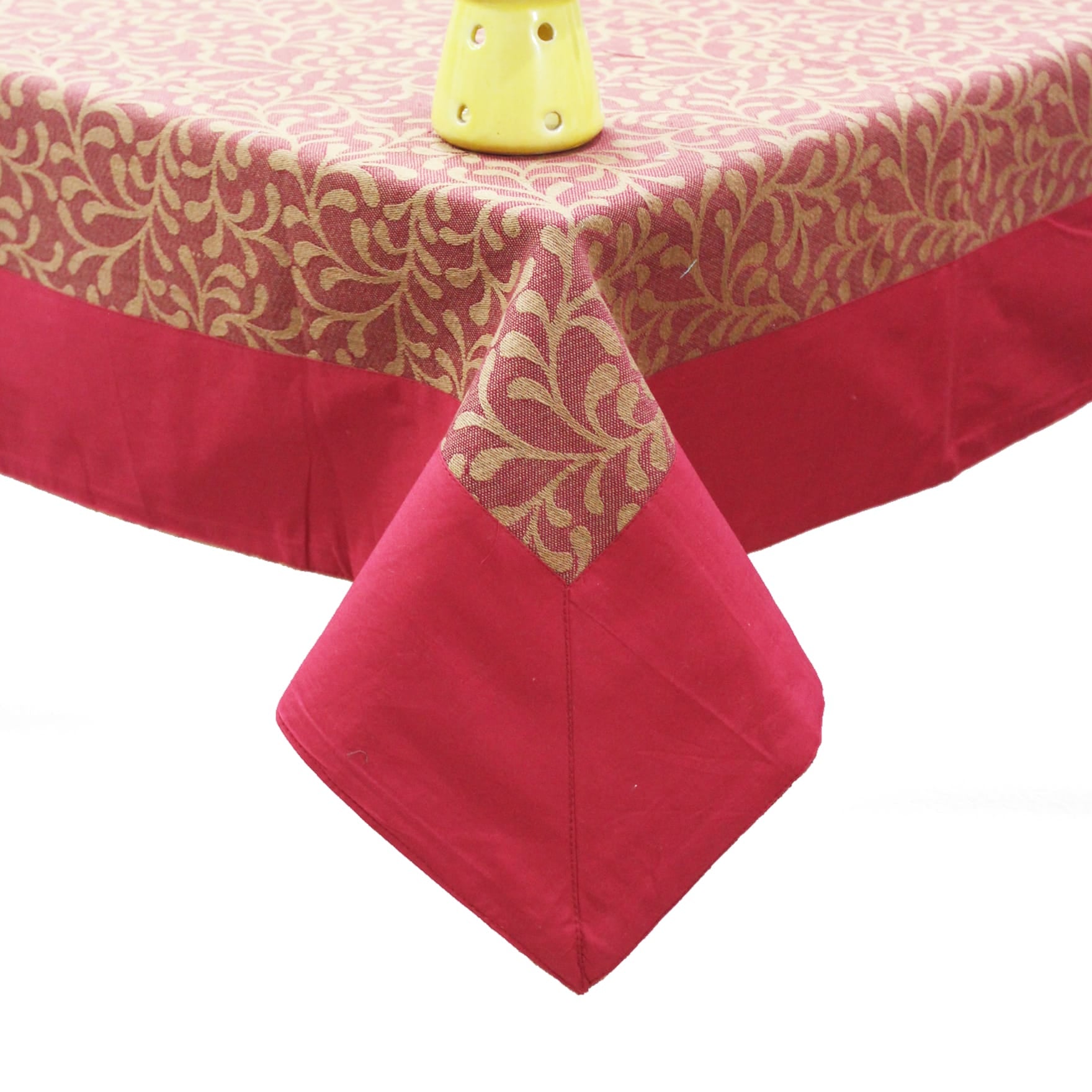 Alpha Maroon Woven Cotton Floral Table Cover(1 Pc) online in India