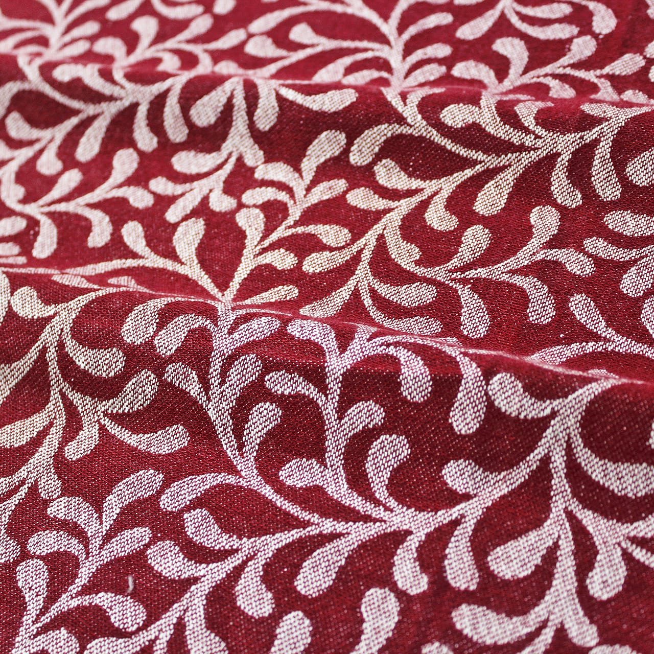 Alpha Maroon Woven Cotton Floral Table Cover(1 Pc) online in India