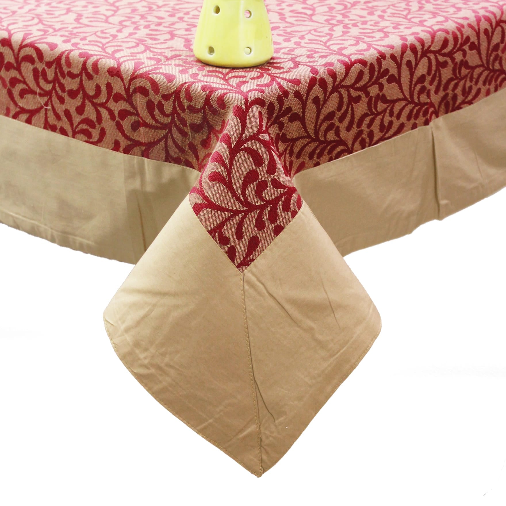 Alpha Maroon Woven Cotton Floral Table Cover(1 Pc) online in India