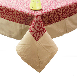 Alpha Maroon Woven Cotton Floral Table Cover(1 Pc) online in India