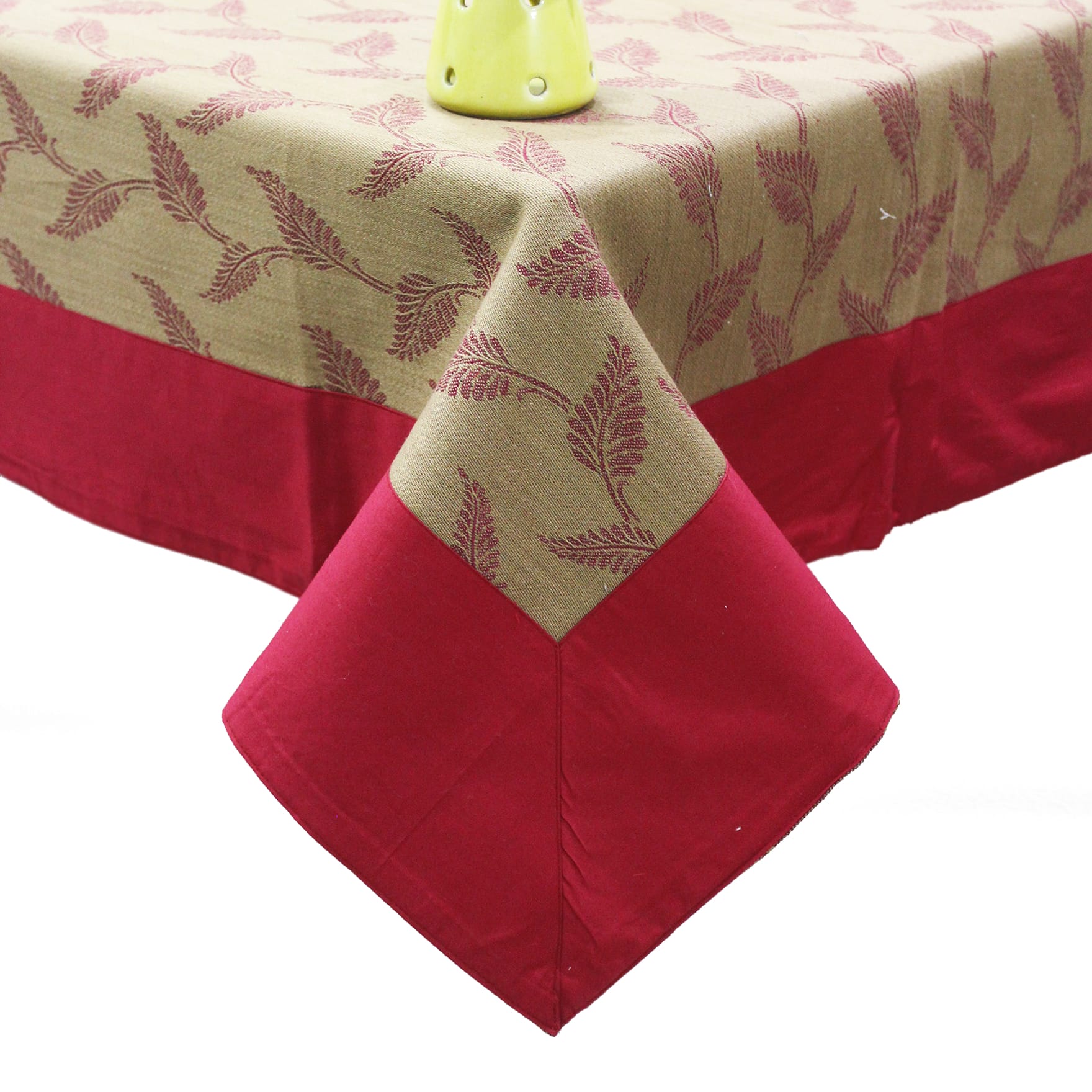 Alpha Brown Woven Cotton Floral Table Cover(1 Pc) online in India