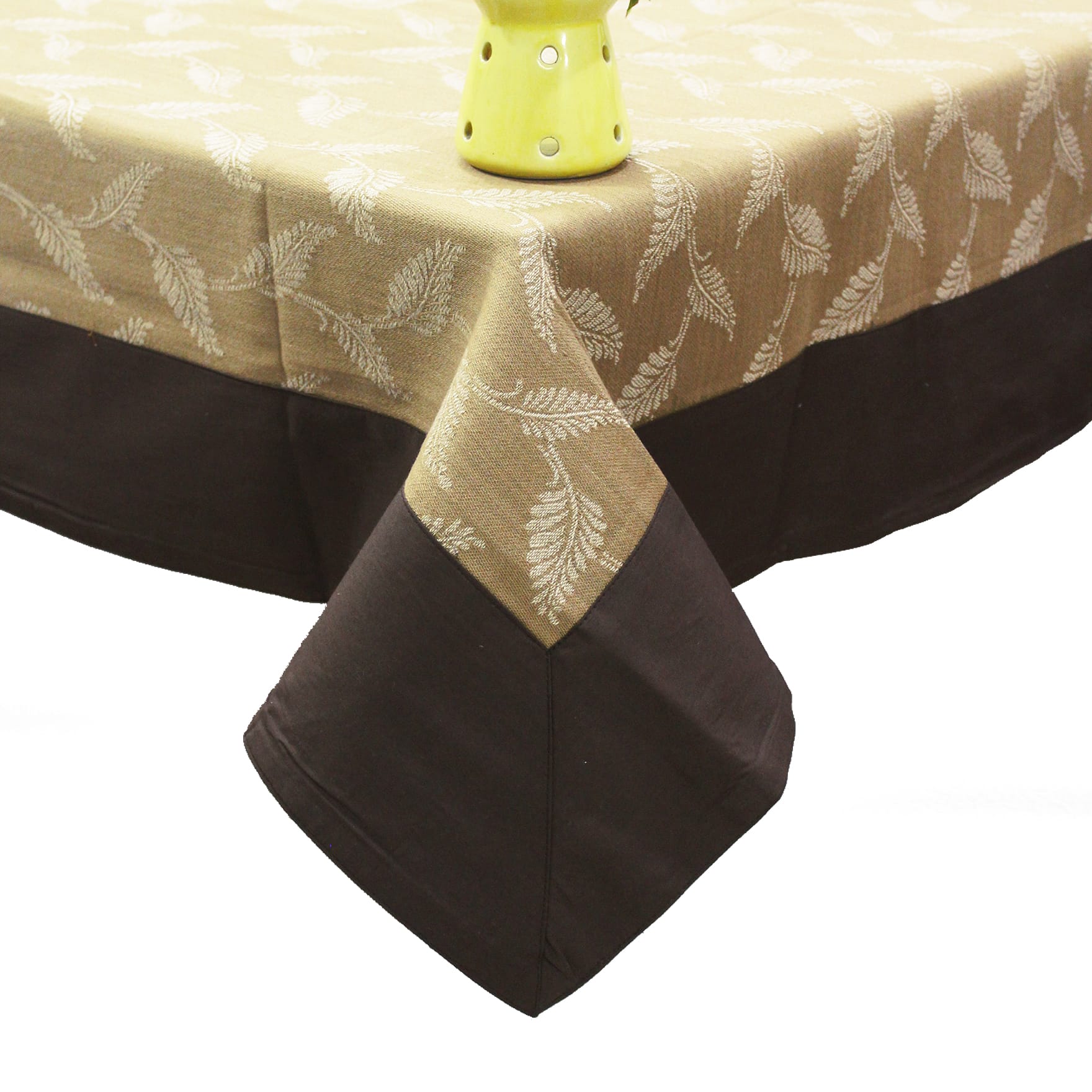 Alpha Brown Woven Cotton Floral Table Cover(1 Pc) online in India
