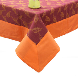 Alpha Maroon Woven Cotton Floral Table Cover(1 Pc) online in India