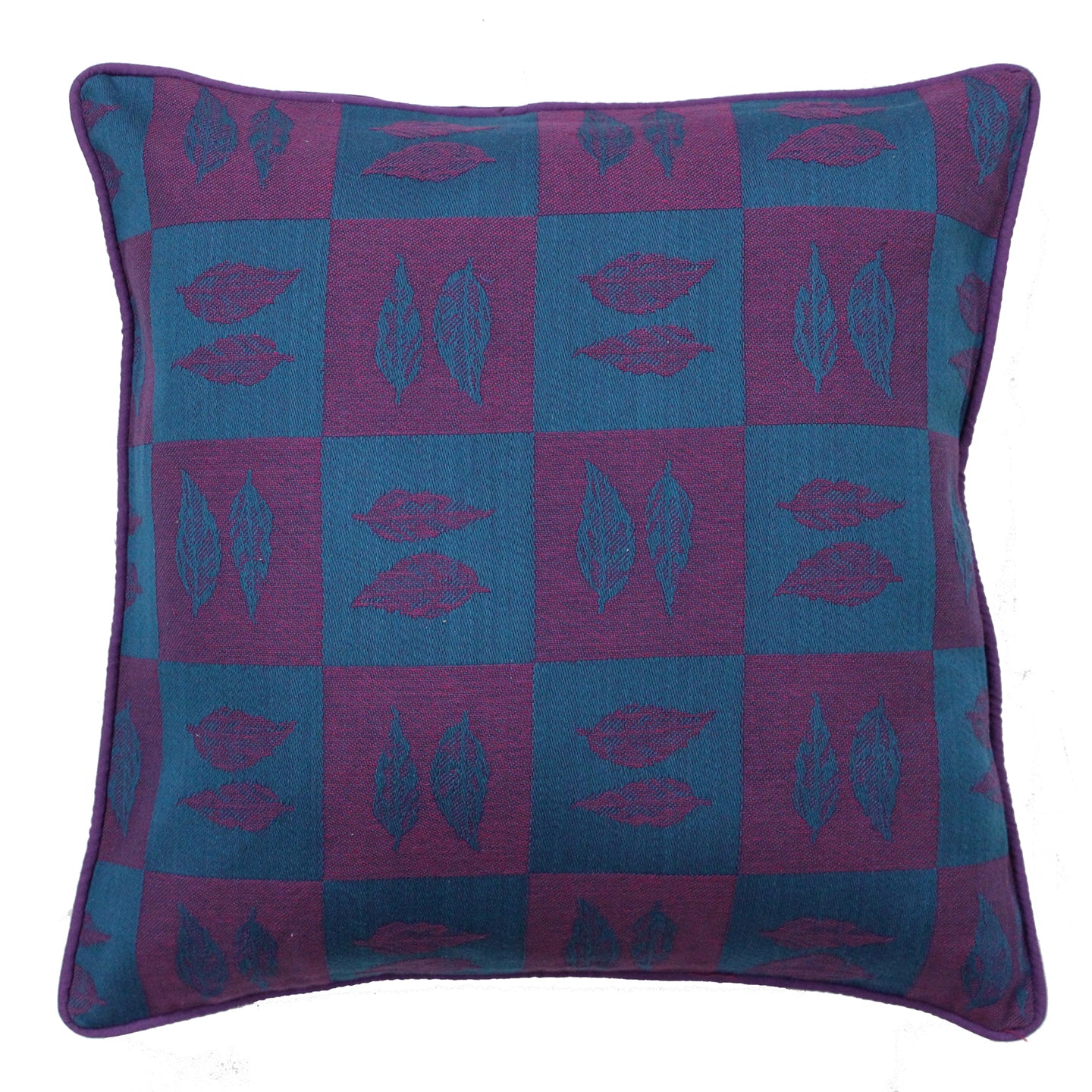 Soft Woven floral Cotton Cushion Cover Set in Purple online (2 Pcs)