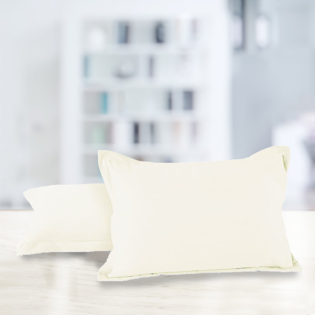 Soft 210 TC Plain Cotton Pillow Cover Set In White Online In India(2 Pcs) 
