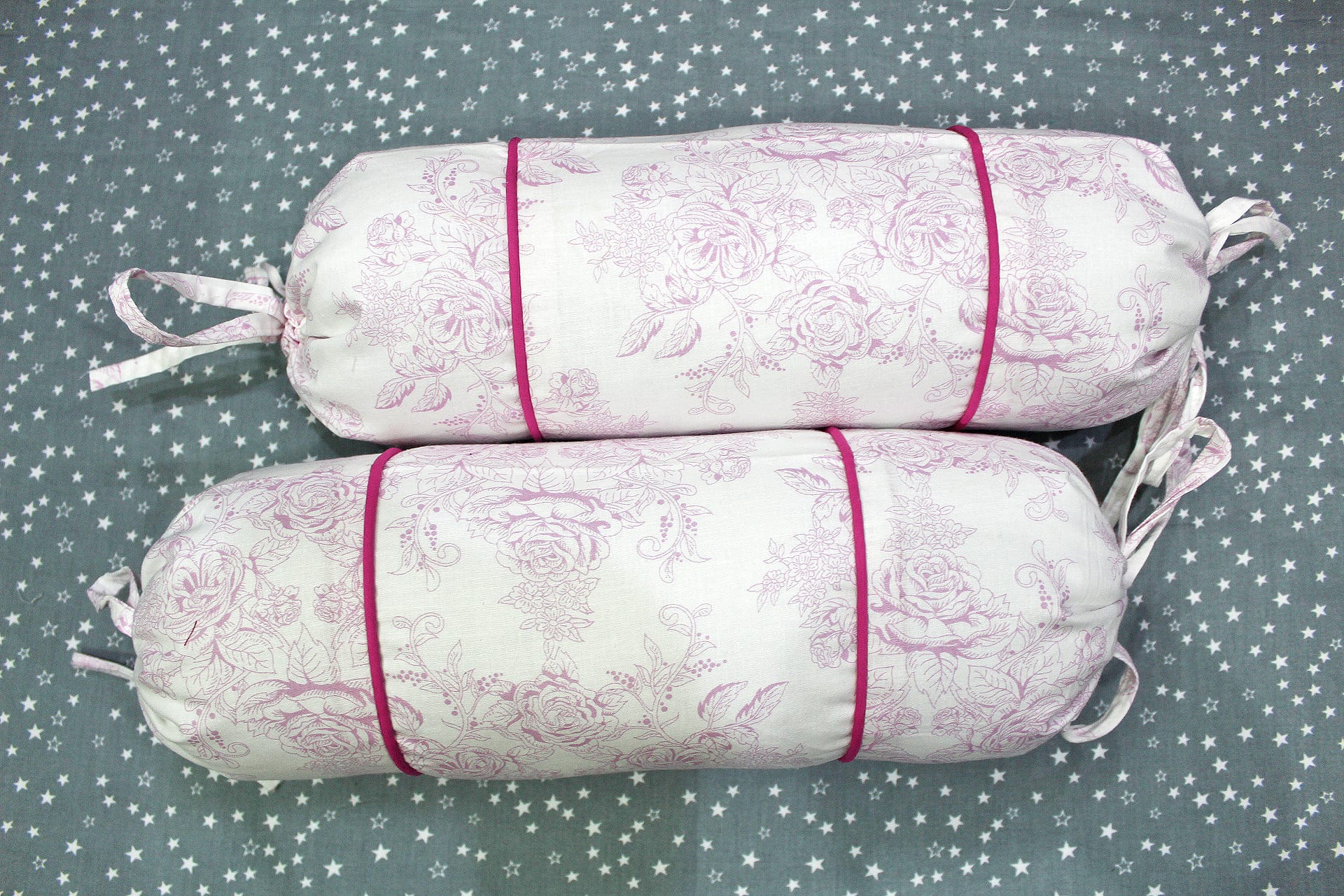 MELANGE 100% Cotton Baby Bolster Cover (with Bolster Insert), Pink