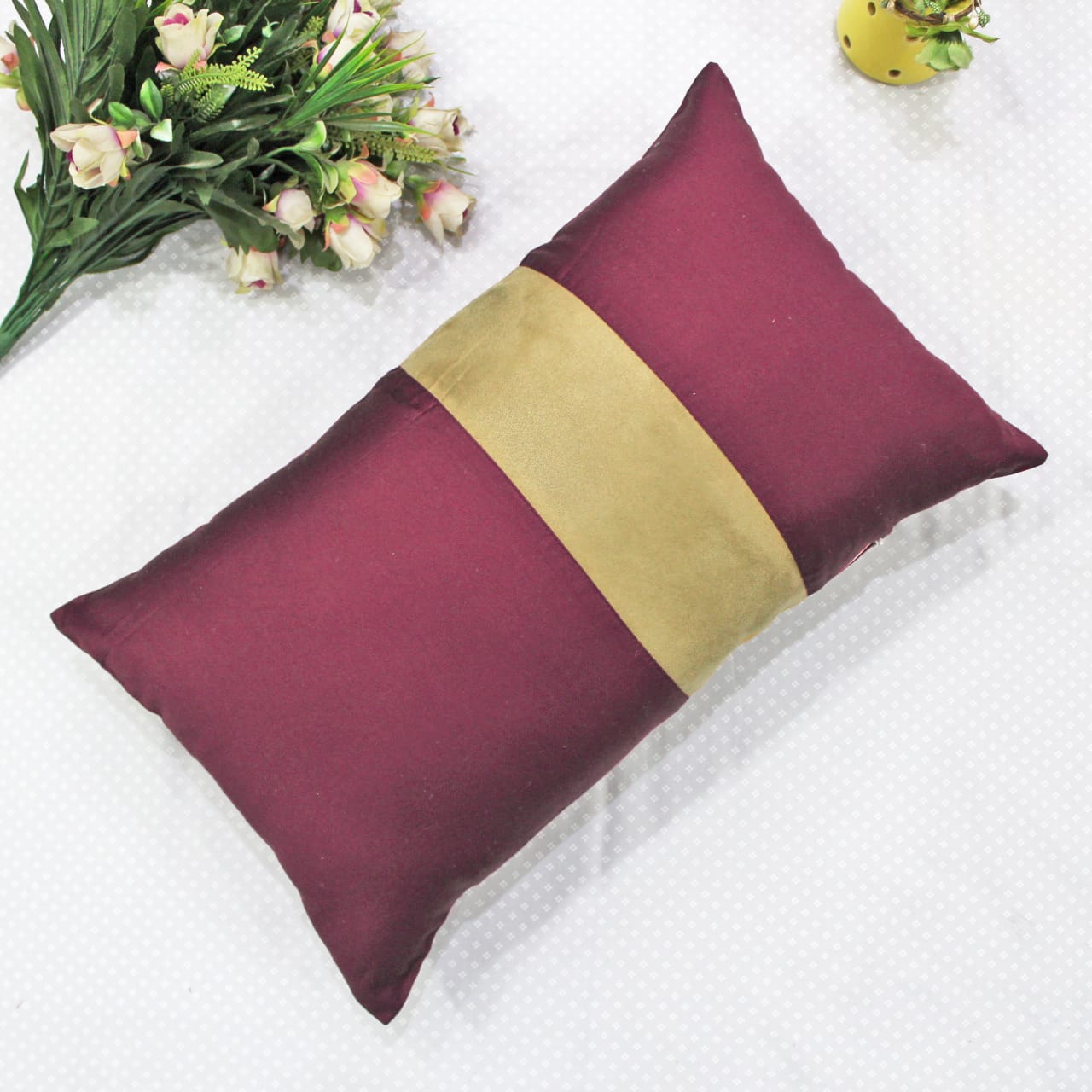 Stylish Cotton Satin Patch Throw/Lumber Pillow Online In India