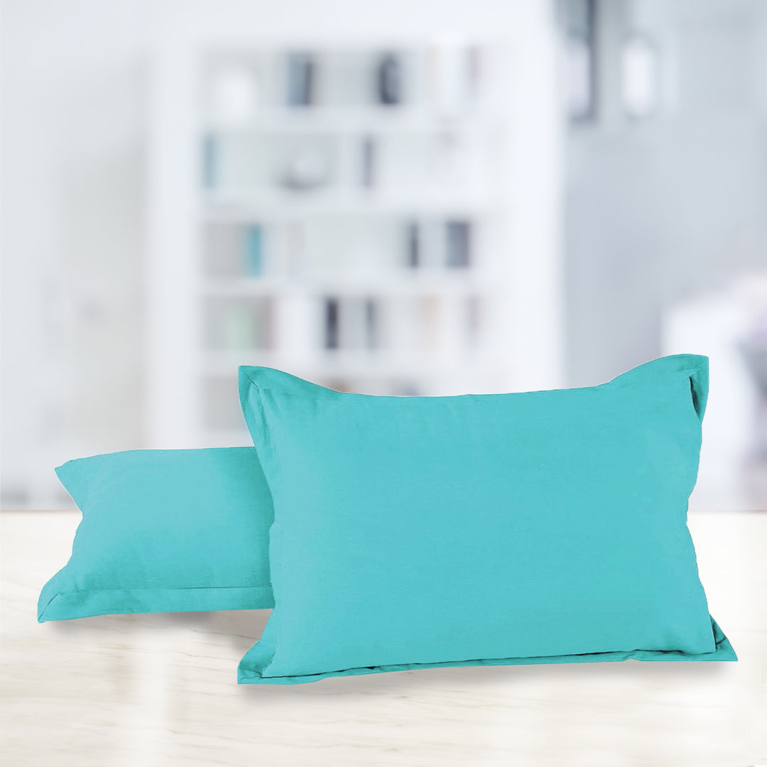 Soft 210 TC Plain Cotton Pillow Cover Set In Sky Blue Online In India(2 Pcs)