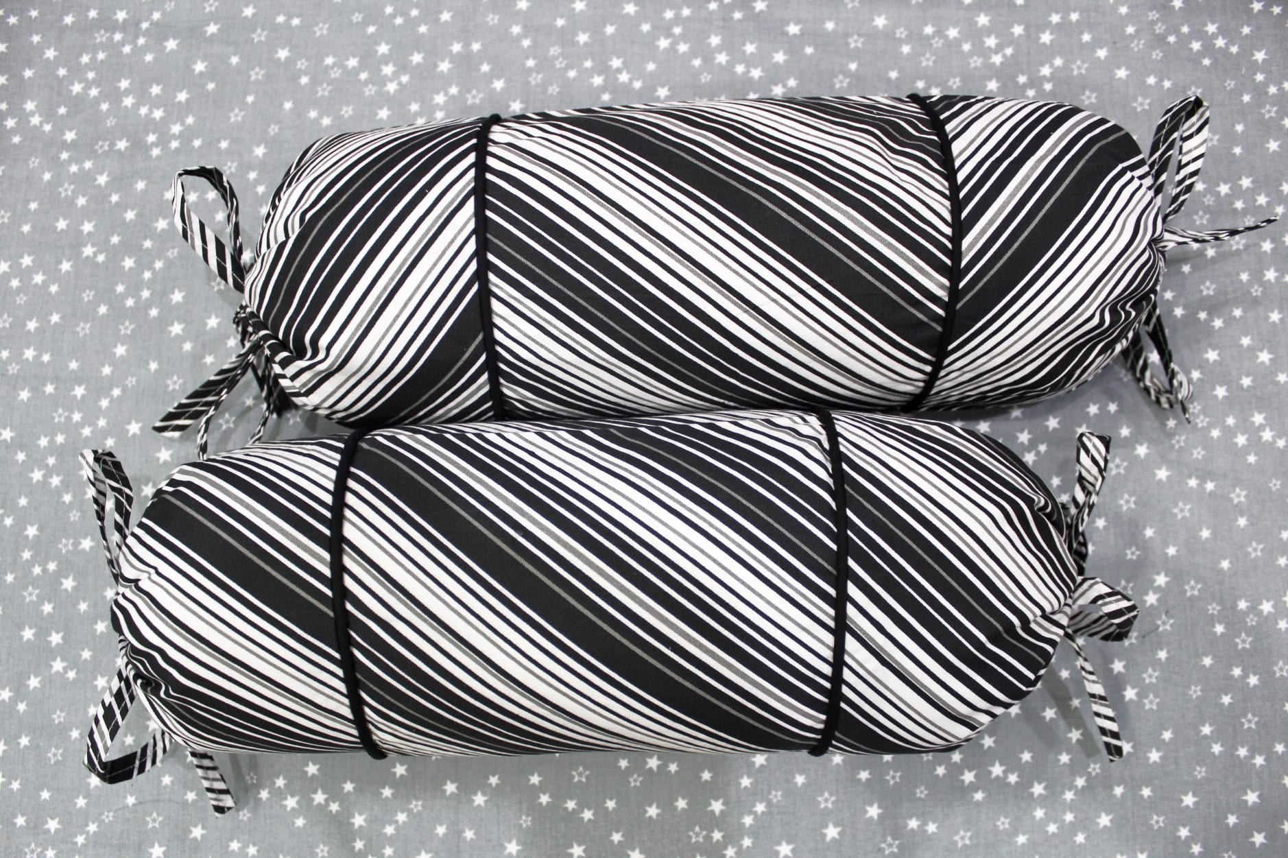 MELANGE 100% Cotton Baby Bolster Cover (with Bolster Insert), Black