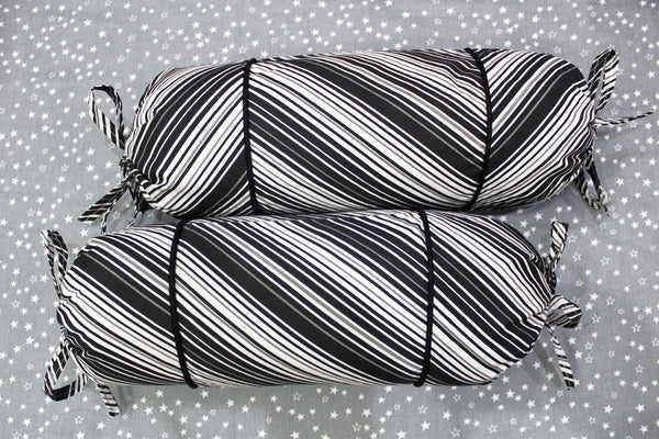 MELANGE 100% Cotton Baby Bolster Cover (with Bolster Insert), Black