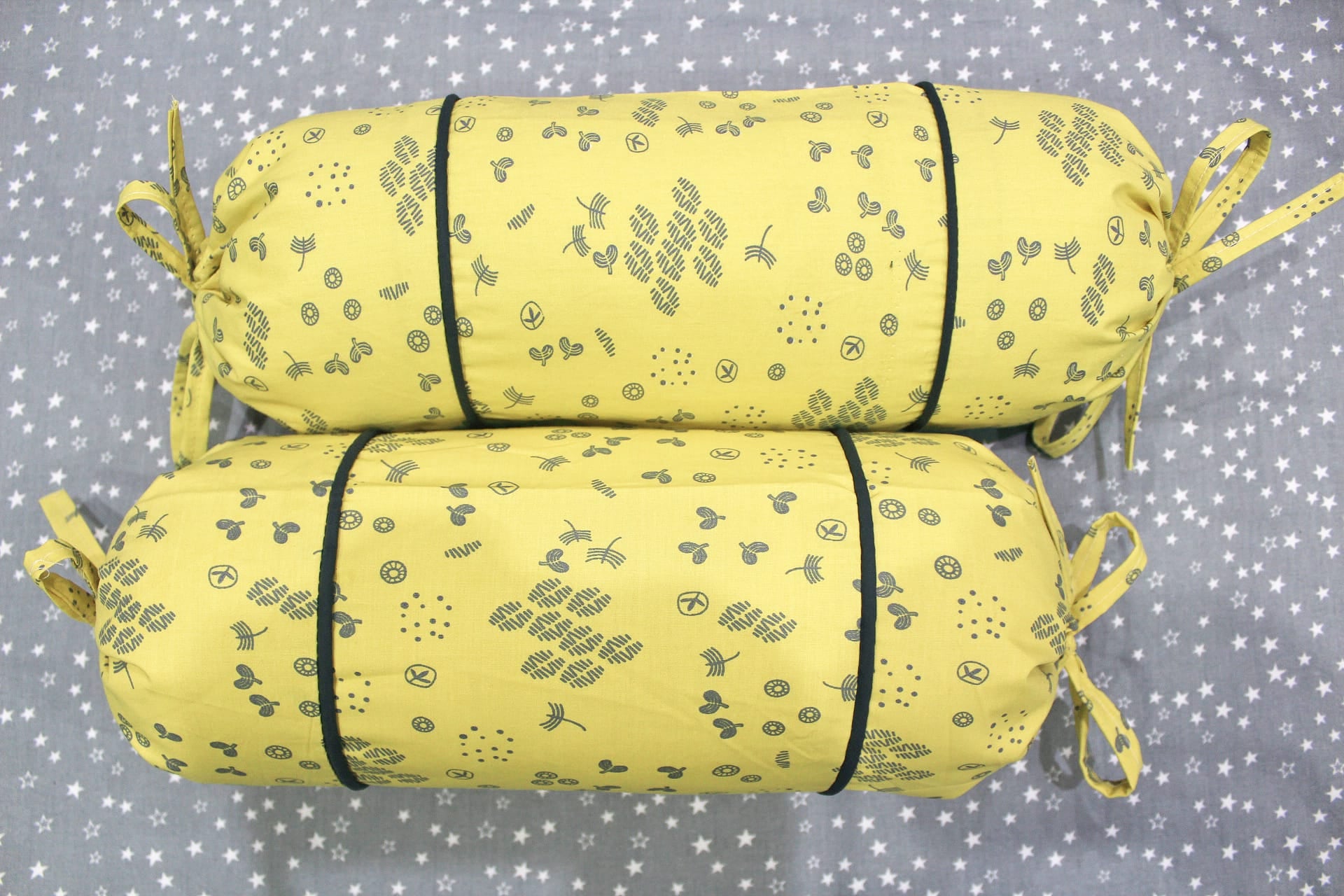 MELANGE 100% Cotton Baby Bolster Cover (with Bolster Insert), Yellow