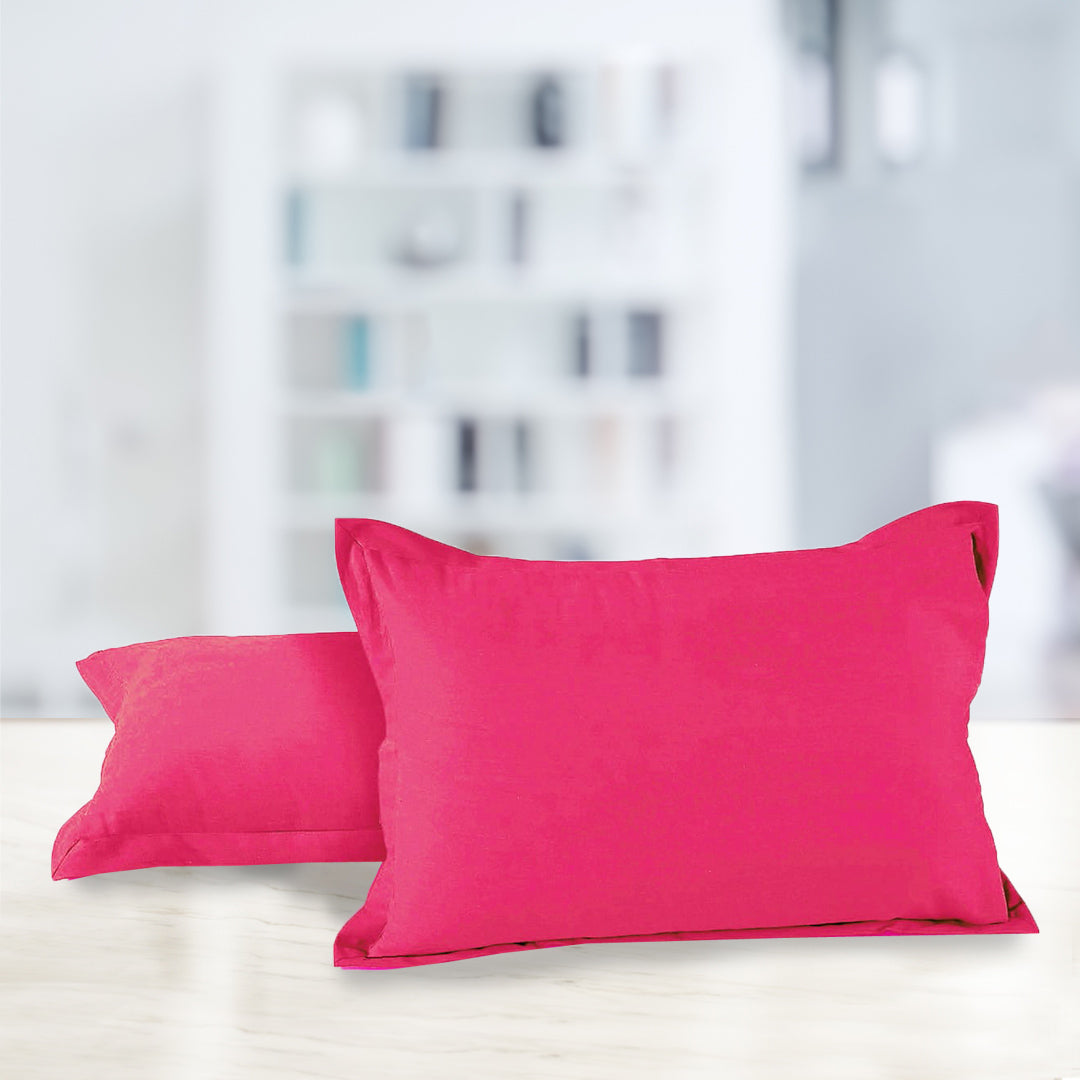 Soft 210 TC Plain Cotton Pillow Cover Set in Pink online in India(2 Pcs)