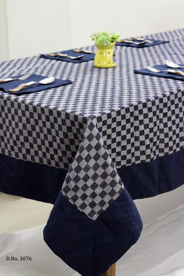 Alpha Blue Woven Cotton Check Table Cover(1 Pc) online in India