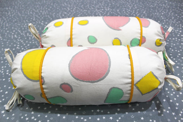 MELANGE 100% Cotton Baby Bolster Cover (with Bolster Insert), Multicolor