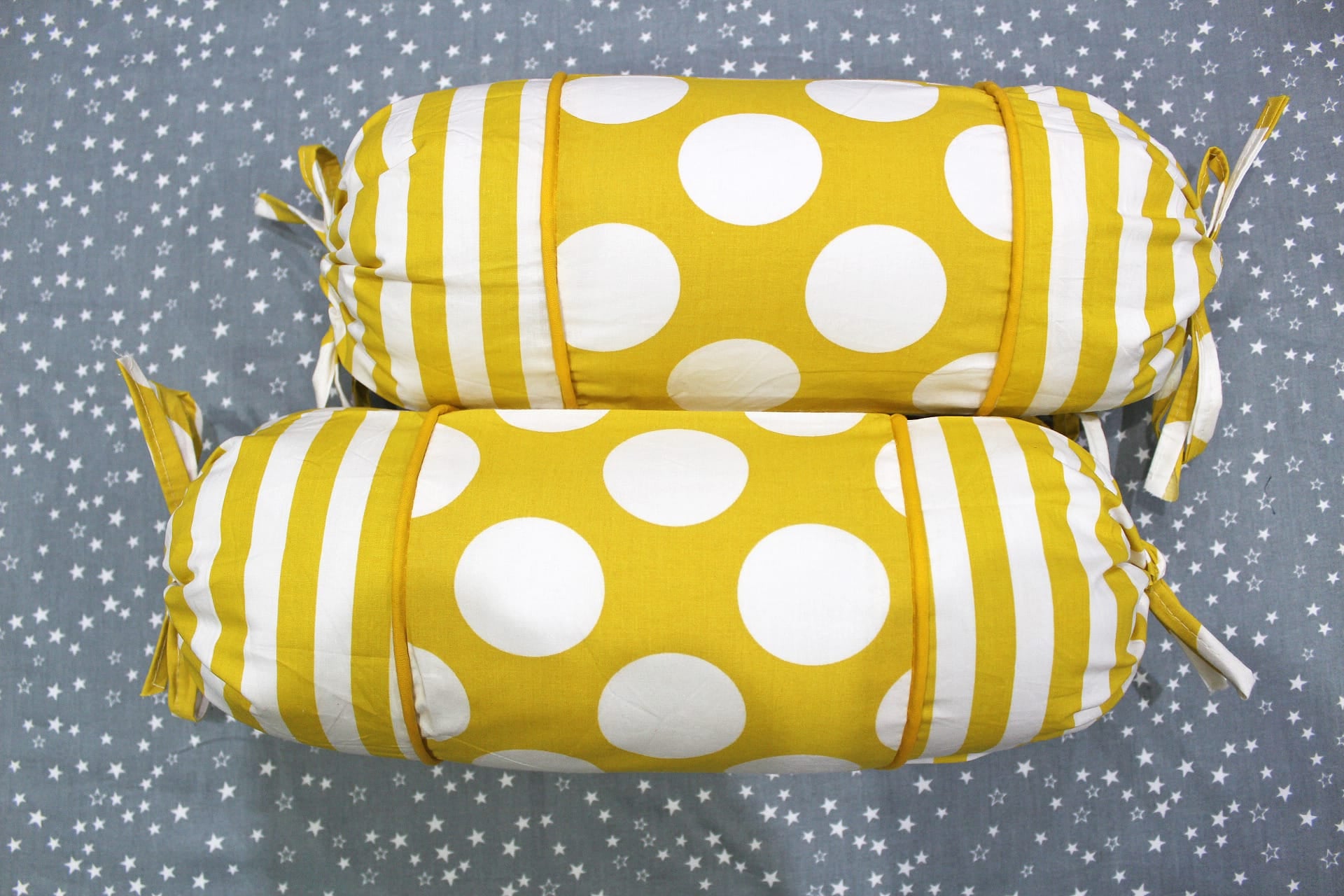 MELANGE 100% Cotton Baby Bolster Cover (with Bolster Insert), Yellow