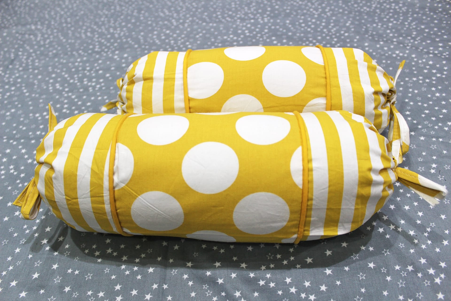 MELANGE 100% Cotton Baby Bolster Cover (with Bolster Insert), Yellow