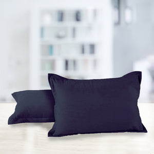 Soft 210 TC Plain Cotton Pillow Cover Set In Navy Blue Online In India(2 Pcs)