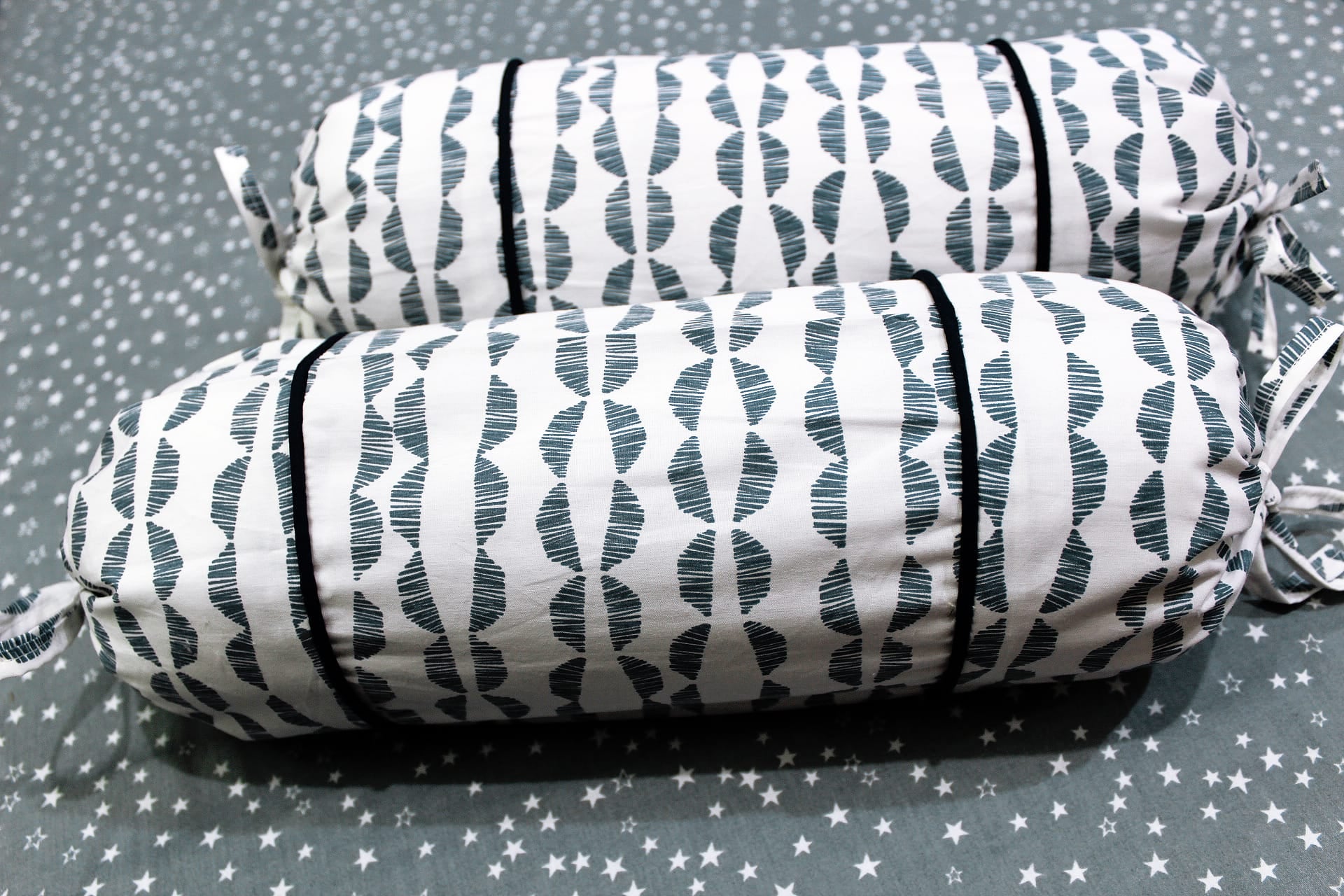 MELANGE 100% Cotton Baby Bolster Cover (with Bolster Insert), Blue