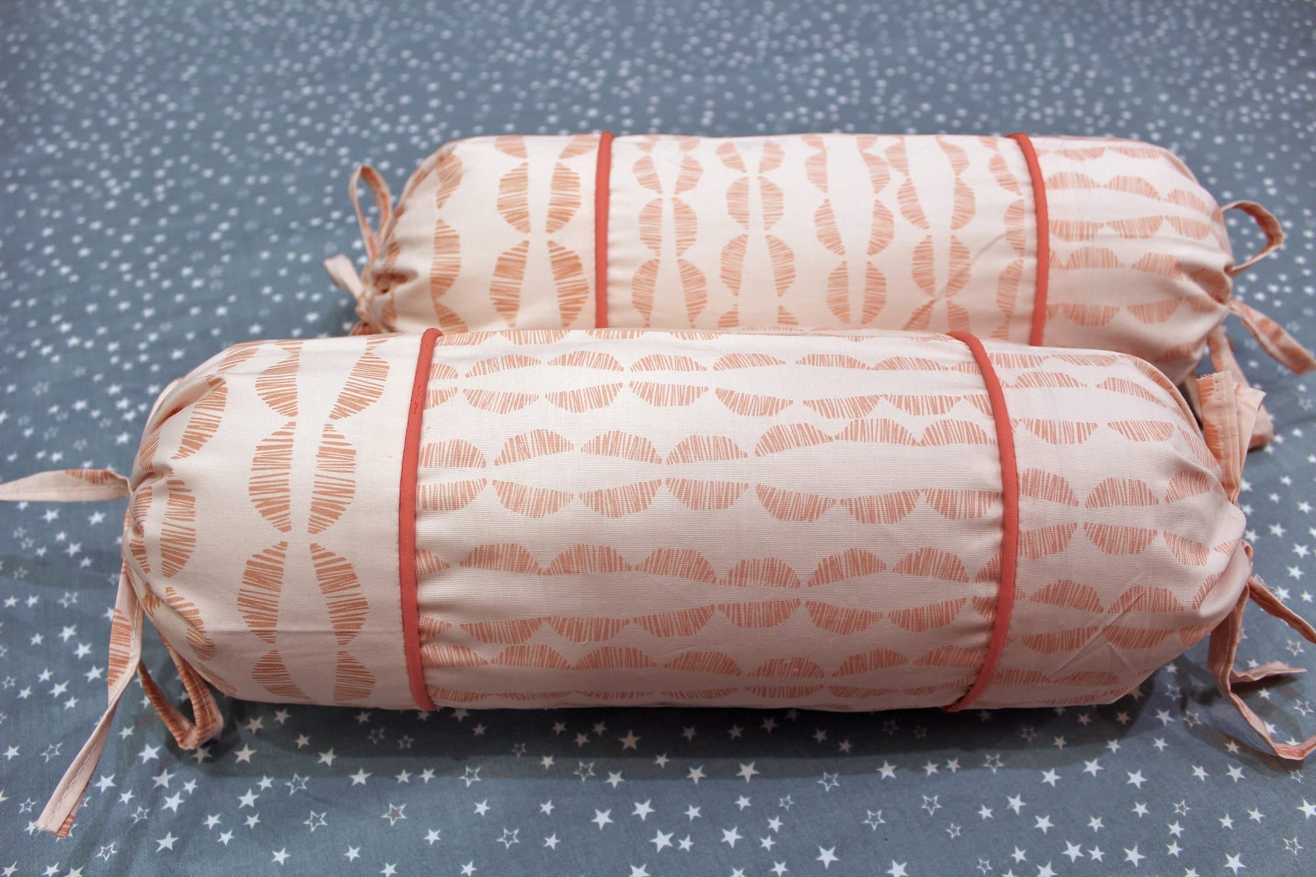 MELANGE 100% Cotton Baby Bolster Cover (with Bolster Insert), Peach