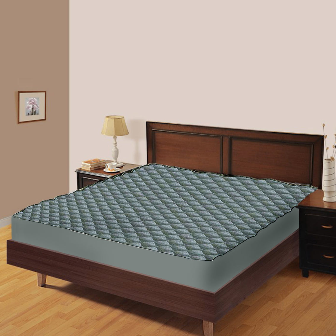 Grey Premium Fitted Water Proof Mattress Protector online in India 