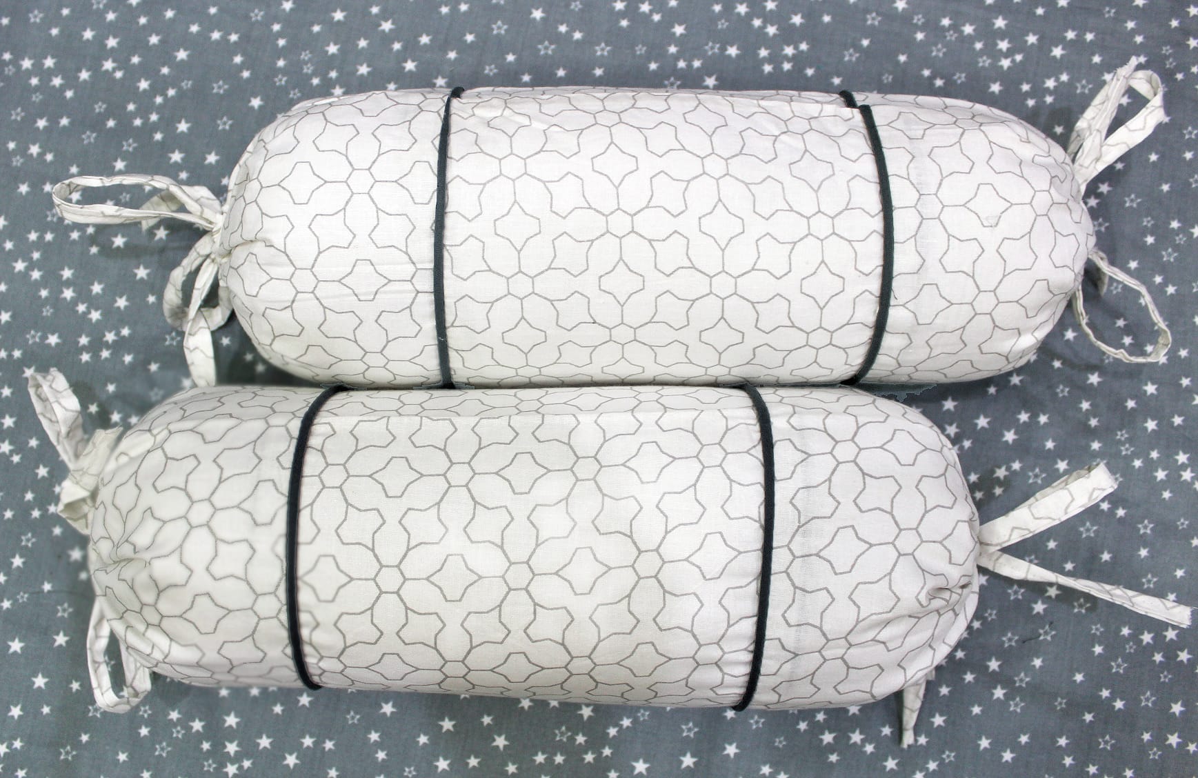 MELANGE 100% Cotton Baby Bolster Cover (with Bolster Insert), White