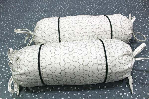 MELANGE 100% Cotton Baby Bolster Cover (with Bolster Insert), White
